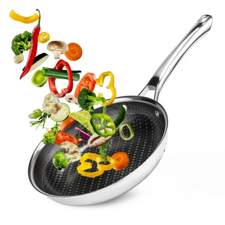 Ktaxon 10-Inch Stainless Steel Pan, Hybrid Nonstick Frying Pan, Skillet, 3-Ply Cookware, Dishwasher & Oven Safe