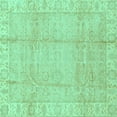 thumbnail image 1 of Ahgly Company Machine Washable Indoor Square Oriental Turquoise Blue Traditional Area Rugs, 4' Square, 1 of 4