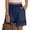 #0051-Navy, variant on Women's Casual Cotton Shorts High Waist Elastic Lettuce Trim Summer Lightweight Flowy Shorts with Pockets