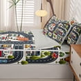 thumbnail image 5 of Manfei Boys City Map Zipper Twin Comforter Sets with Fitted Sheet and 2 Pillowcases,Cartoon Streets Zipper Bedding Set,Gray,Light Gray Reversible,4pcs, 5 of 8