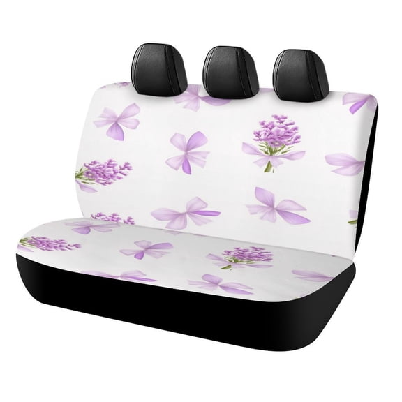 Purple Floral Pattern Car Rear Seat Cover, Suitable for Automobiles SUV、 General Motors Back Seat Protectors for Cars, Trucks