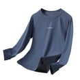 thumbnail image 2 of CUZIBR Youth Kids Girls Shirts Summer Soft Breathable Rash Guard Long Sleeve Solid Color Round Neck Athletic Tshirts Breathable Uv Sun Protection Lightweight Swim Shirts Tops,Navy,11-13 Years, 2 of 3