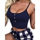 thumbnail image 1 of Conjunto de Pijama de Tirantes Finos para Mujer, Pantalones Cortos, Sin Mangas, de Verano, Suave, para Dormir Azul Oscuro L, 1 of 5