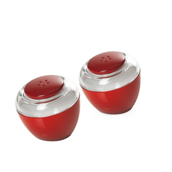 Omada Salt and Pepper Shakers: Acrylic Spice Shaker Set ? Cute Modern Easy Fill Salt and Pepper Containers ? Red and Clear Salt and Pepper Set ? Dishwasher Safe and BPA Free ? Made in Italy
