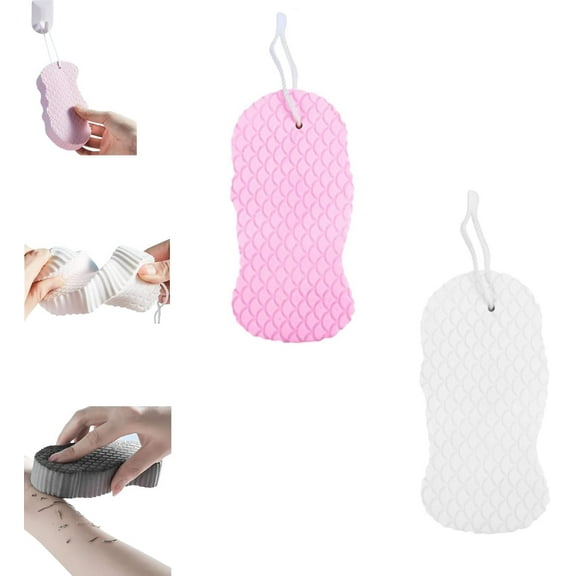 Magic Exfoliating Bath Sponge, Exfoliating Bath Sponge Remover Dead Skin, Super Soft Body Scrubber Bath Exfoliating Scrub Sponge Shower Brush, Skin Friendly and Reusable for Adults Children (2pcs-A)