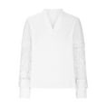 thumbnail image 4 of AXXD White Basic Hawaiian Shirts for Women 2024 Lace Spring And Summer Trendy V-neck Mesh Spliced Flower Printed Casual T-shirt, 4 of 6