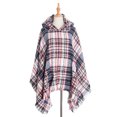 thumbnail image 1 of Chal con capucha a cuadros para mujer, manta, poncho, sudadera con capucha, chal con borlas, 1 of 6
