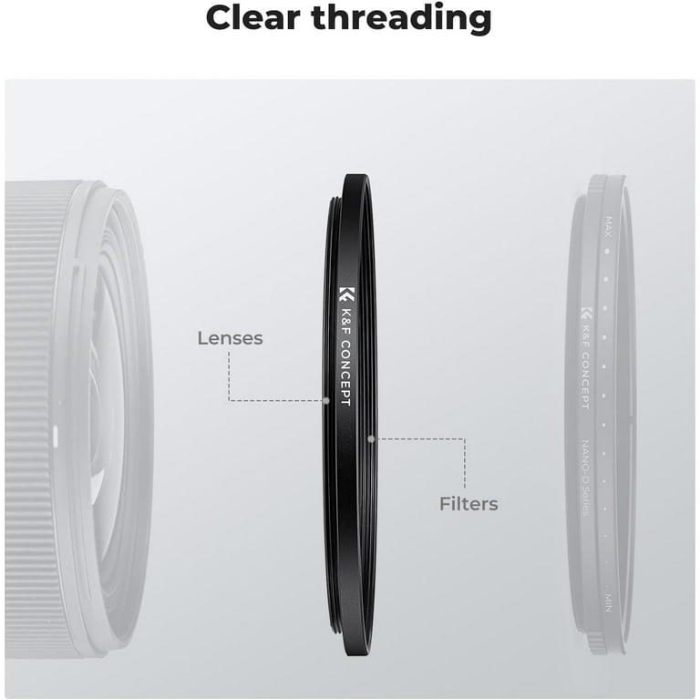 K&F Concept 72-77mm(2 Pcs) Step-Up Ring Adapter, 72mm to 77mm Step