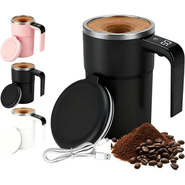 2026 new Automatic Self Stirring Coffee Mug, Electric Mixing Cup with Magnetic Stirrer, Rechargeable Mixer Cup with Temperature Display, Portable Stirring Mugs for Coffee, Milk, Cocoa, 380ml