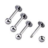 Silver Labret - 4Pcs 16G Lip Labret Ring Ball Stud Body Piercing Silver