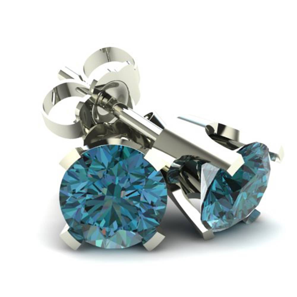 1 00ct Round Brilliant Cut Heat Treated Blue Diamond Stud Earrings 1 00ct Round Brilliant Cut Heat Treated Blue Diamond Stud Earrings In 14k Gold