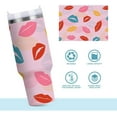 thumbnail image 6 of 40 oz Tumbler with Handle Lid and Straw Insulated Water Tumbler Stainless Steel Water Cup Mug Bottle Reusable Cup Holder Friendly Multicolored Lip Kisses, 6 of 6