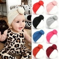 thumbnail image 2 of Seyurigaoka Newborn Baby Beanie Hat Pure Color Bow Knot Soft Turban Head Wrap, 2 of 6