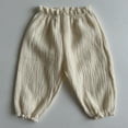 thumbnail image 2 of Diufon Cotton Linen Toddlers Girls Pants Solid Color Lounge Pants Ruffle Elastic Wasit Pants, 2 of 3