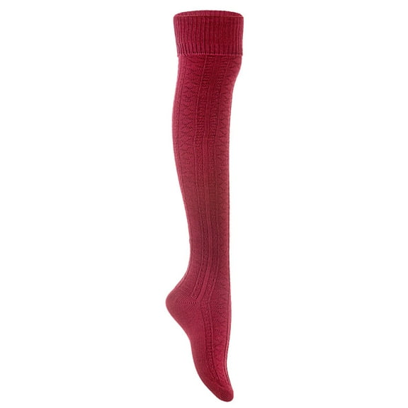 Lian LifeStyle Big Girl's Women's 3 Pairs Fashion Thigh High Cotton Socks JMYP1025 Size L/XL(Wine)