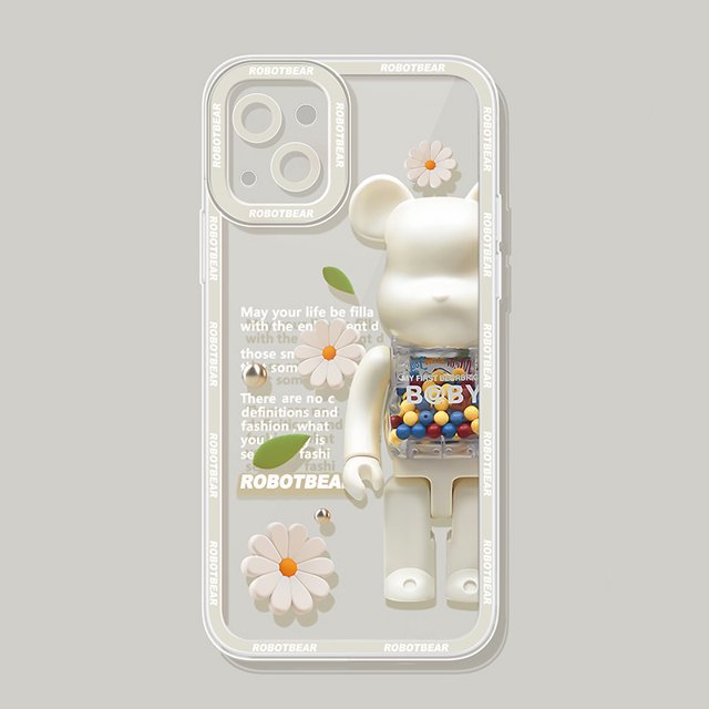 Funda de silicona suave con diseño de oso para iPhone, carcasa transparente de lujo a la moda para modelos 14 Pro Max, 13, 12, 11 Pro Mini, XR, XS, X, 8, 7, 6, 6S Plus, SE 2020 Fivean unisex