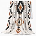 thumbnail image 2 of Southwestern decorative motif Tribal Geometry, Festive Pet Portrait Pattern, Warm Flannel Blanket for Living Room and Reading Nook, Cat Lovers autumn celebration Gift, Pet Lover Home Decor, 2 of 9