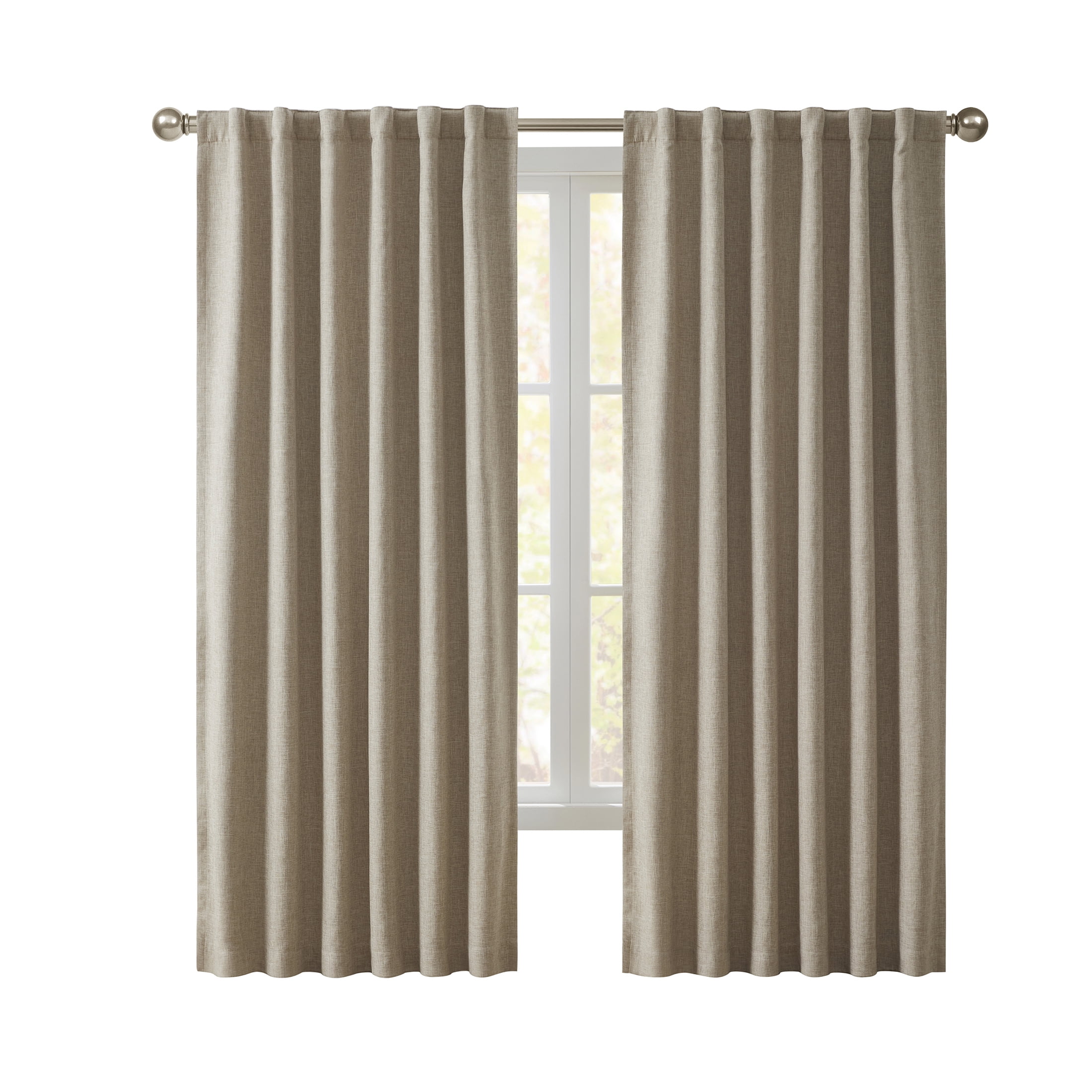 My Texas House Solid White Pepper Rod Pocket Back Tab Blackout Curtain Panel, 52" x 108"