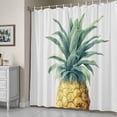 thumbnail image 5 of Retro Pineapple Shower Curtain, Summer Style Yellow Fruit Leaf Grey Background Waterproof Shower Curtain Set with 12 Hooks Lightweight Bath Curtains Fabric Bathroom Decor 48x72 Inches, 5 of 9