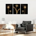 thumbnail image 2 of Hieng 3 Pcs Abstract Golden Dandelion Wall Art black gold Plant Pictures Paintings Artwork Modern minimalist dandelion wall decor prints for Living room bedroom office decoration Unframed, 2 of 6