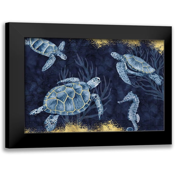 Reed, Tara 14x11 Black Modern Framed Museum Art Print Titled - Deep Blue Sea II on Blue Gold
