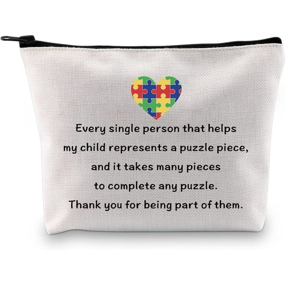 Autism Awareness Puzzle Piece Makeup Bag Autism Teacher Appreciation Gift Autism Support Gift Toiletry Bag