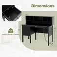 thumbnail image 3 of Costway 48" Computer Desk with Power Outlets Type-C 5-Cubby Hutch & 2 Storage Drawers Black, 3 of 10