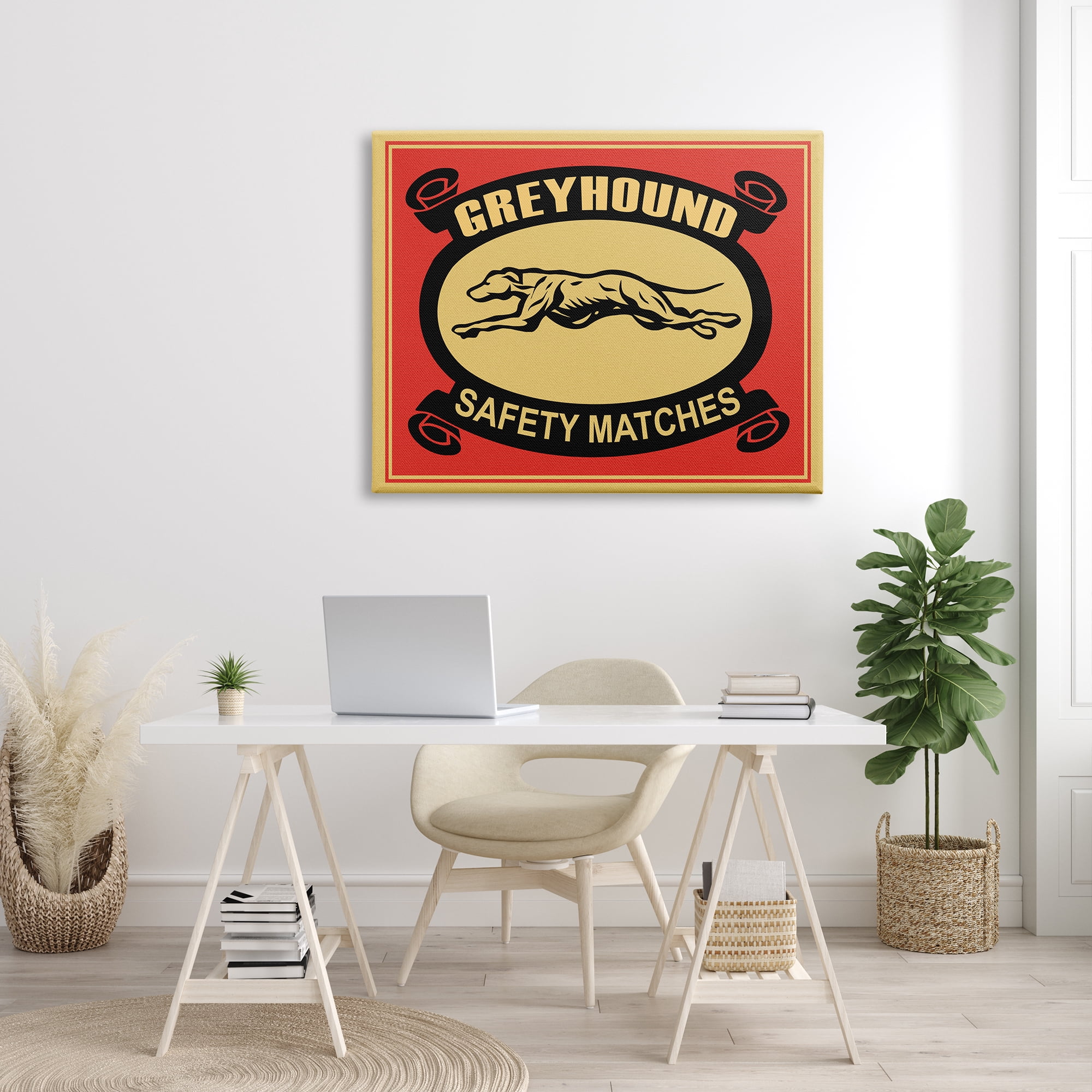 Stupell Industries Greyhound Safety Matches Yellow Red Vintage Advertisement, 36 x 48, Designed by Mark Rogan
