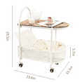 thumbnail image 2 of CERBIOR 2 Tier Rolling Side Table, Metal Coffee Sofa Side End Table,Handle Utility Cart, Bed Side Table with Wheels Night Stand, Serving Cart,Drink Cart, for Living Room, Bedroom, Bathroom,WHITE, 2 of 8