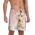 thumbnail image 2 of Pofeuu Dog Sitting In Bathtub With Duck On Head Print Men's Soft Woven Elastic Waistband Sleep Pajama Short-Large, 2 of 6
