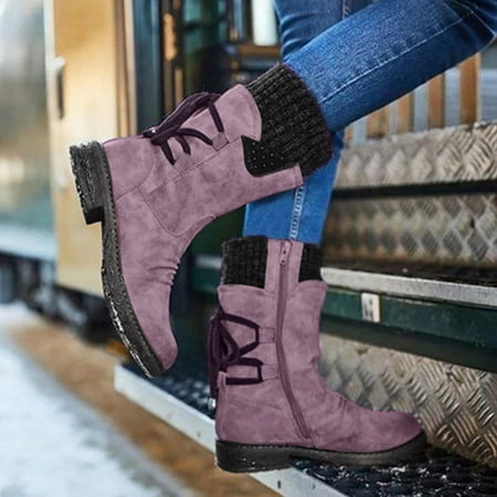 

Women Fashion Casual Vintage Retro Mid-Calf Boots Lace Up Thick Heels Shoes Note Please Buy One Or Two Sizes Larger