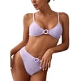 thumbnail image 4 of Yuemengxuan Women Split Swimsuit Set, Solid Color Backless Bikini + High Waist Panties for Summer, 4 of 7