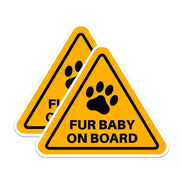 (2 Pack) Fur Baby On Board Stickers - Dog in Car - 5 Inches On Longest Side - Premium Vinyl - for Cars, Trucks, Skateboards, Laptops - Made in USA - BMCS1124