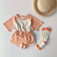 thumbnail image 4 of Qarigey Conjunto de pantalones cortos de camiseta de diseño Simple para niños, fiesta de verano para niños y niñas, Kit de pantalones de conjuntos de ropa Naranja 90cm, 4 of 6