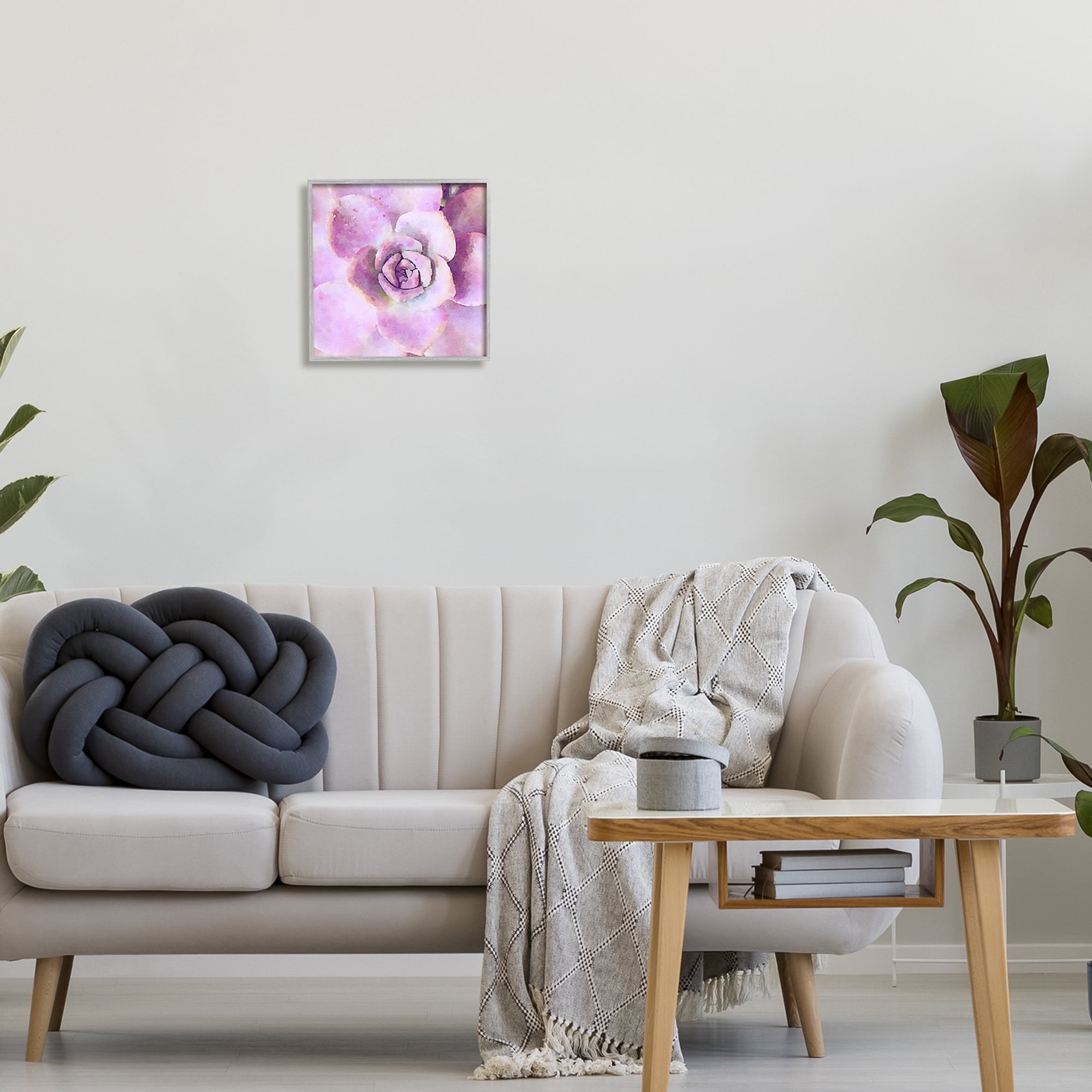 Stupell Industries Pink Succulent Botanical Leaves Botanical & Floral Painting Gray Framed Art Print Wall Art