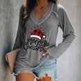 thumbnail image 2 of Odeerbi Christmas Shirts for Women Long Sleeve Tops Fashion Casual V-Neck Christmas Printed T-shirt, 2 of 4