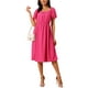 thumbnail image 2 of INSPIRAR CHIC Vestidos de Ojal para Mujeres Cuello Cuadrado Manga Corta Casual A Línea Vestido Midi de Verano L Rosa Fucsia, 2 of 6