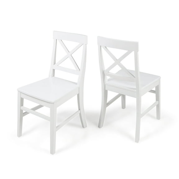 GDF Studio Truda Indoor Farmhouse Acacia Wood Dining Chairs, White Finish