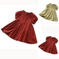 thumbnail image 4 of FAIWAD Girls Summer Cotton Dresses Puff Sleeve Round Neck Button Up Sundress Casual Party Princess Dress, 4 of 4