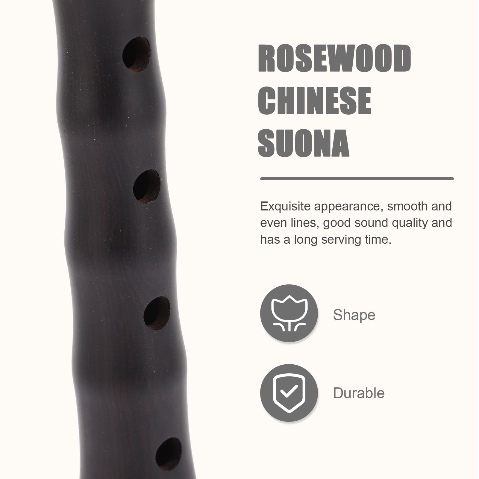 DEEPCRAFF 1 Set Rosewood- Made Suona for Beginners Wood Iron Copper Musical Wind Instrument