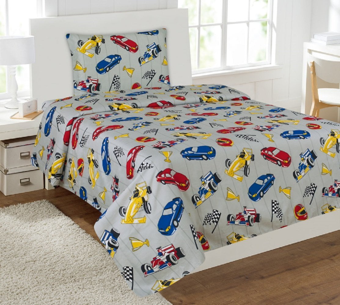 WPM Race Car red blue print bedding set choose from Full ...