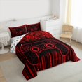 thumbnail image 3 of Feelyou Chic Game Console Bedding Comforter Set for Kids, Cartoon Gamepad Lover Twin Comforter Sets, Fashion Red Square Abstract Reversible Bedding Set, Luxury Bedroom Decor, 2 Pieces, 3 of 8