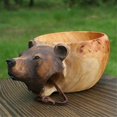 thumbnail image 4 of Wooden Mug Animal Shape Portable Camping Drinking Cup Hand Carved Outdoor Cup With, 4 of 5