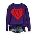 thumbnail image 1 of Penkiiy Chandail à Manches Longues pour Femmes avec Imprimé Cœur, Col Rond, Décontracté, Ample, Vintage, Graphique d'Amour, Violet, 1 of 4