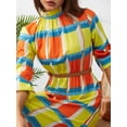 thumbnail image 3 of KOMOO Women Loose Flowy Tunic Dress Colorful Geometric Printed Long Sleeve Loose Dress Spring Autumn A-Line Long Dress, 3 of 8