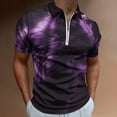 thumbnail image 2 of Purple Wolf Men Zipper T-shirt Summer Casual Short Sleeve T-shirt Top, 2 of 7