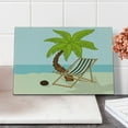 thumbnail image 2 of Beach Cutting Board, Cartoon Style Drawing Palm Tree Coconut and Sunbed on Sand Summer Season Pattern, Decorative Tempered Glass Cutting and Serving Board, Small Size, Multicolor, by Ambesonne, 2 of 5