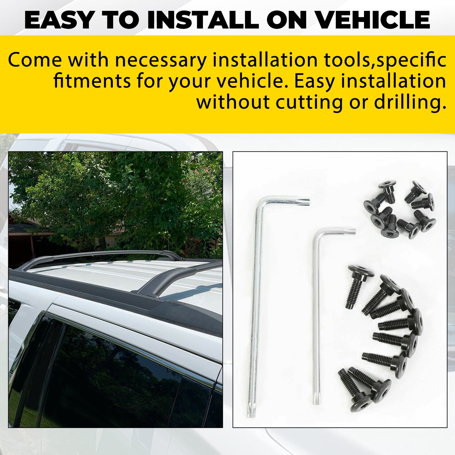 Kojem Roof Rack Cross Bars for 2015-2020 Chevy Tahoe Suburban Escalade GMC Yukon Luggage Cargo Ladder Crossbars Roof Cross Rail 2016 2017 2018 2019