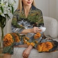 thumbnail image 6 of Pajama Sets for Women 2 Pcs, Mountain Cows Flower Stream Button Down Long Sleeve Sleepwear Lounge PJ Sets, 6 of 6