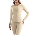 thumbnail image 6 of AINIYS Women Winter Warm Thermal Underwear Set Fleeve Layered Long Sleeve Set Fall Winter Outfits Khaki XXXL, 6 of 7
